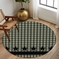 thumbnail image 3 of 5ft Round Rug, Sage Green Black Plaid Non-Skid Rubber Backing Large Area Rugs - Living Room Bedroom Home Office, Vintage Star Buffalo Check Rustic Indoor Floor Mat Carpets Washable Rug, 3 of 9
