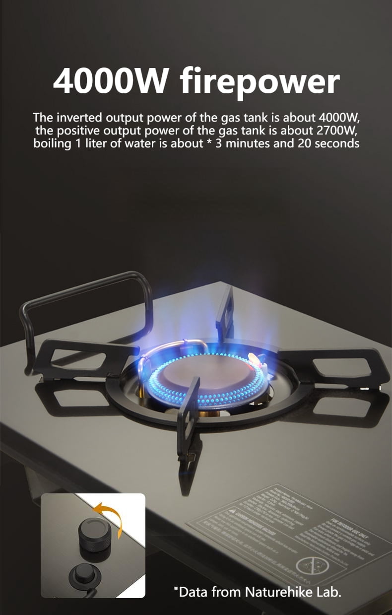 Naturehike 4000W Portable Folding Gas Stove | Stainless Steel Camp Cooking Furnace for IGT Table