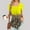 Yellow, variant on USSUMA 2024 Women'S Tops, Tees & Blouses Square Neck Tunic Leopard Print Short Sleeve Summer T-Shirts Beach Fashion Loose Casual Pleated Tops Blouses Weekly Green XXL
