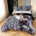 thumbnail image 3 of Manfei Farmhouse Camo Queen Comforter Set, Contemporary Art Leopard Animal Print Comforter Sets Queen, Charcoal Gray, Black Reversible, 3-Piece, 1 Comforter and 2 Pillowcases, 3 of 7