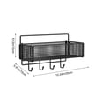 thumbnail image 3 of Wall Mount Storage Basket,Metal Grid Hanging Shelf with Bottom Hooks for Office Kitchen Entryway,Black, 3 of 6