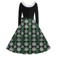 thumbnail image 4 of RKSTN Robes pour Femmes Robe Manches Longues Imprimé de Noël Patchwork en Fourrure Col en V Robe Rétro Ample, 4 of 4