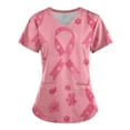 thumbnail image 3 of FAFWYP Scrubs for Women, Breast Cancer Awareness Professionals Holiday Scrub Tops Short Sleeve V Neck Nurse Shirt Workwear Tunic Blouse Working Uniform with Pockets, 3 of 4