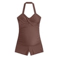 thumbnail image 5 of TGPMGRZ Maternity One-Piece Swimsuits with Shorts Boyleg Pregnancy Bathing Suits Boyshort Brown, Size L, 5 of 5