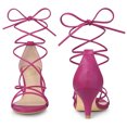thumbnail image 3 of Strappy Kitten Heel Lace Up Sandals for Women Hot Pink US 7.5/UK 5.5/EU 38, 3 of 6