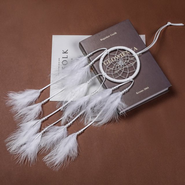 Atrapasueños de plumas montado en la pared Tejido a mano Lindo atrapasueños de plumas Manualidades Decoración de habitación Regalo de cumpleaños Blanco