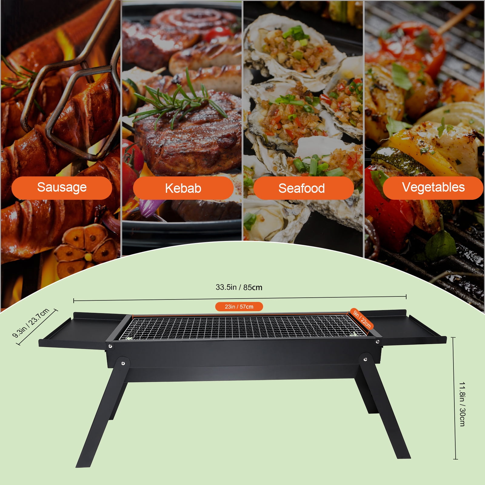 KFFKFF 9" Charcoal Flat-Top Grill, Portable Folding