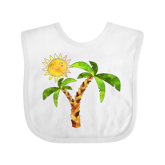 Inktastic Palm Trees with Cute Smiling Sun Boys or Girls Baby Bib