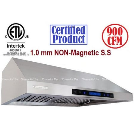 Non Greasy Light - XtremeAir , 30, 900 CFM, LED Lights, Baffle Filter W/ Grease Drain Tunnel, 1.0mm Non-Magnetic Stainless Steel, Under Cabinet Mount Range Hood