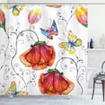thumbnail image 1 of Ambesonne Nature Shower Curtain, Swirled Flowers Flamingo, 69"Wx70"L, Multicolor, 1 of 3