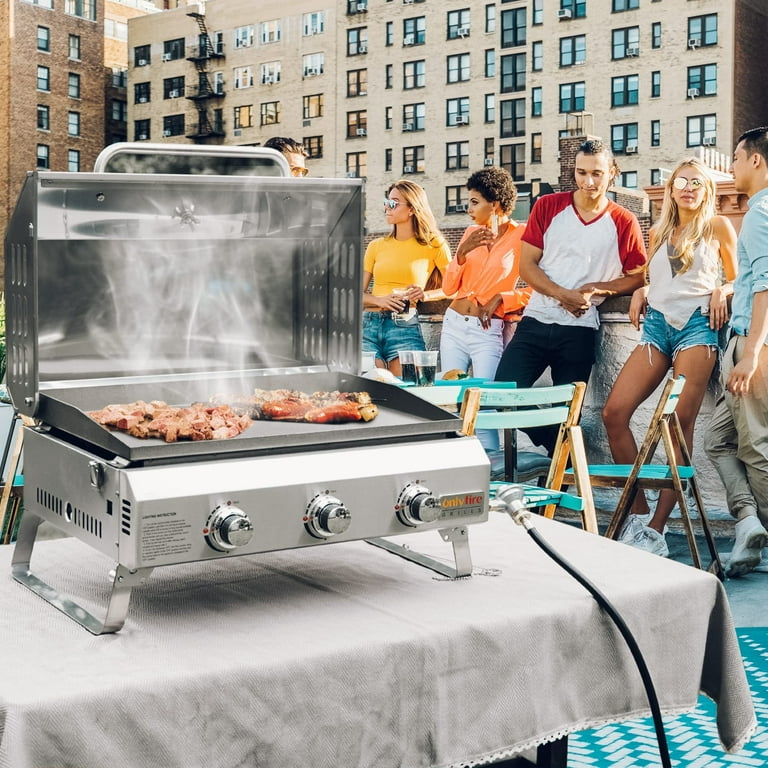 3-Burner Gas Grill And Griddle Combo Small Flat Top Grill Outdoor