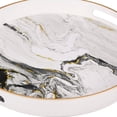thumbnail image 3 of Benjara Set of 2 Round Accent Trays-Tabletop Decor-Marbling-Black-White-Gold, 3 of 5