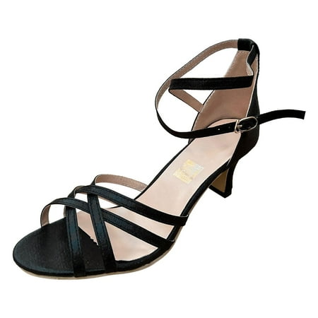 

YUHAOTIN Womens Sandals Comfortable Walking Summer Fashion Sexy High Heel Foreign Trade Large Size Crossstrap Sandals Black Sandals Women Flat Dressy Rhinestone