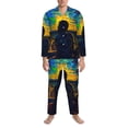 thumbnail image 3 of Naloa Abstract Starry Sky Men’s Pajamas Set - Long Sleeve Button Down Sleep Shirt and Pajama Bottoms Sleepwear Set-Large, 3 of 7