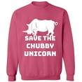 thumbnail image 2 of OXI Crewneck Sweatshirt - Save The Chubby Unicorn,Basic Casual Sweatshirts for Men's and Women Fleece Sweatshirt Long Sleeve- Safety Pink Small, 2 of 2