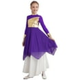 thumbnail image 2 of Ocealan Robe Métallique à Manches Longues pour Filles, Style Ballet, Moderne Contemporain, Danse, Lavande, Taille 10, 2 of 7