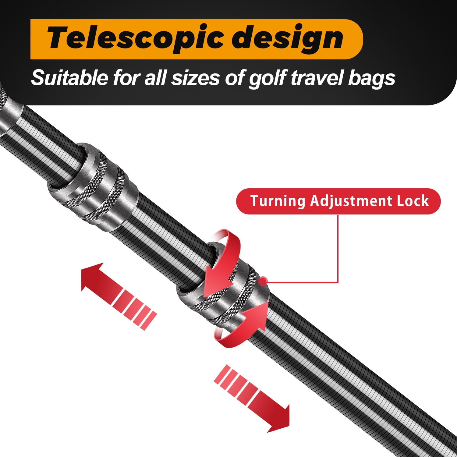 Golf Travel Bag Support Pole - Anti-Extrusion Cover and Lightweight Carbon Fiber Travel Golf Bag Support Rod, Stiff Arm for Golf Travel Bag