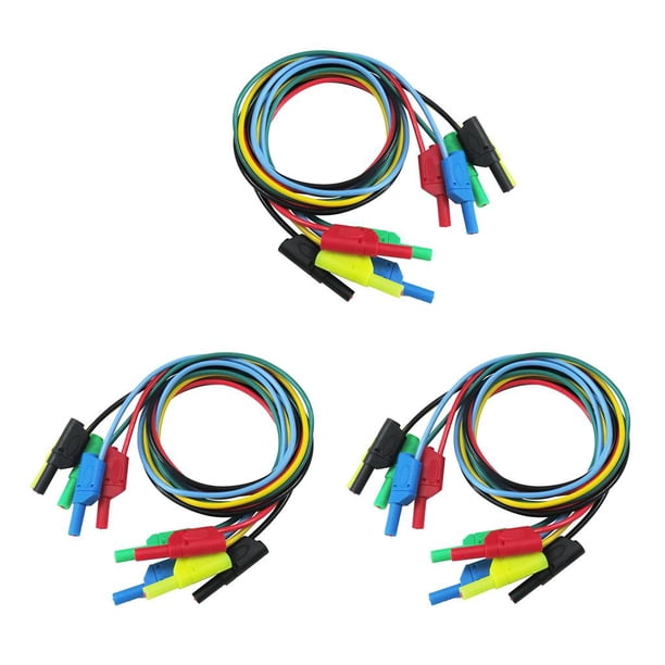 15pc / 3 De 4 Mm De Plátano A Cable De Prueba De Silicona 1M De Conector Banana (banana) Para Multímetro
