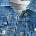 thumbnail image 5 of Otqutp Kids Girls Flower Embroidery Denim Jacket Button-Down Long Sleeve Jean Coat Fall Basic Outerwear Tops with Pockets, 5 of 9