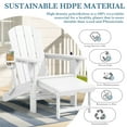 thumbnail image 3 of LOYALICE Folding Adjustable Adirondack Chair with Retractable Ottoman, HDPE Weatherproof Outdoor Chair With Double Cup Holder, White, 3 of 11
