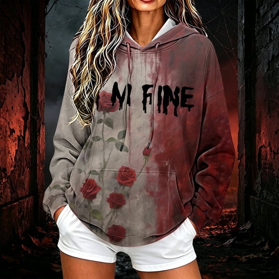 Fall Casual Spooky Season Pullover Sweatshirt with Cute Pumpkin Ghost Print for Women Cozy Halloween Outfit
