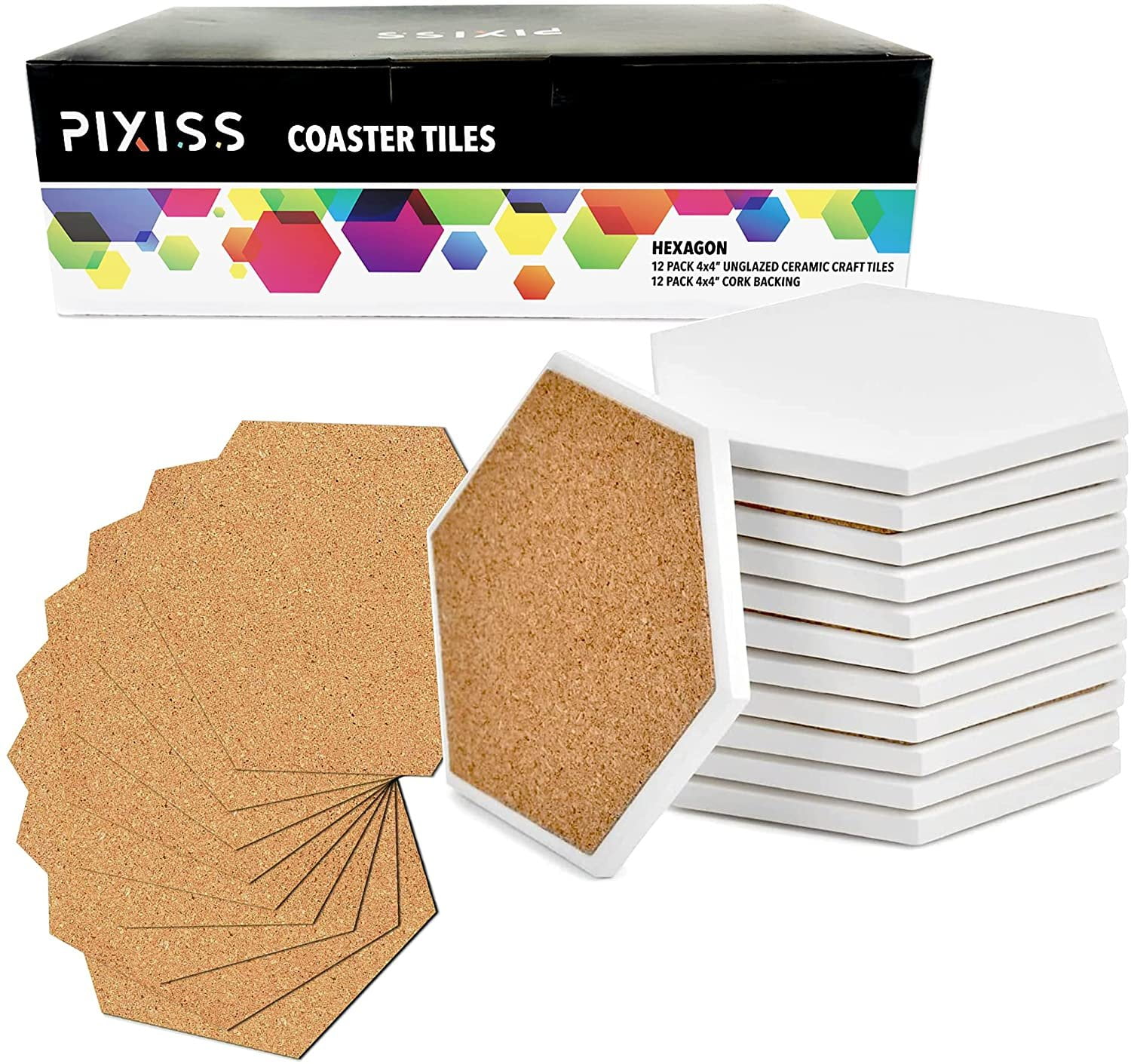 Suttmin 144 Pieces Ceramic Tiles for Crafts White Ceramic  Coasters for Crafts Blank Unglazed Ceramic Tiles with Cork Backing Pads for  Painting DIY Art Gift (Hexagon) : Arts, Crafts & Sewing