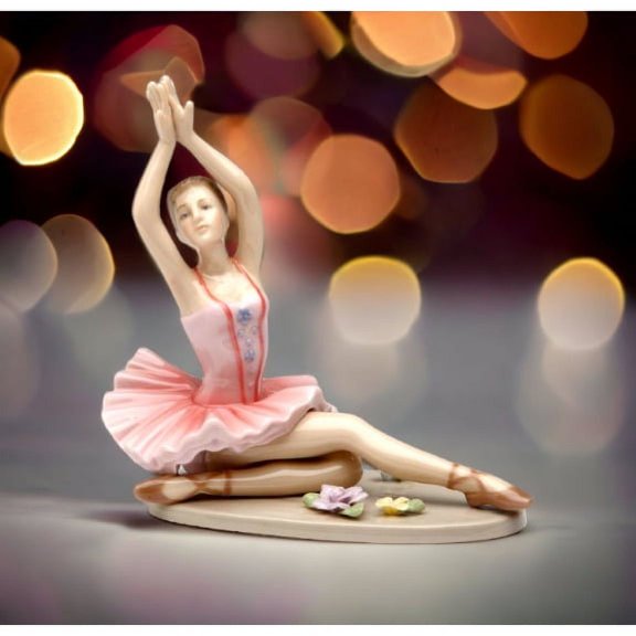 Ceramic Ballerina Figurine Pink Dress 5in Dancer