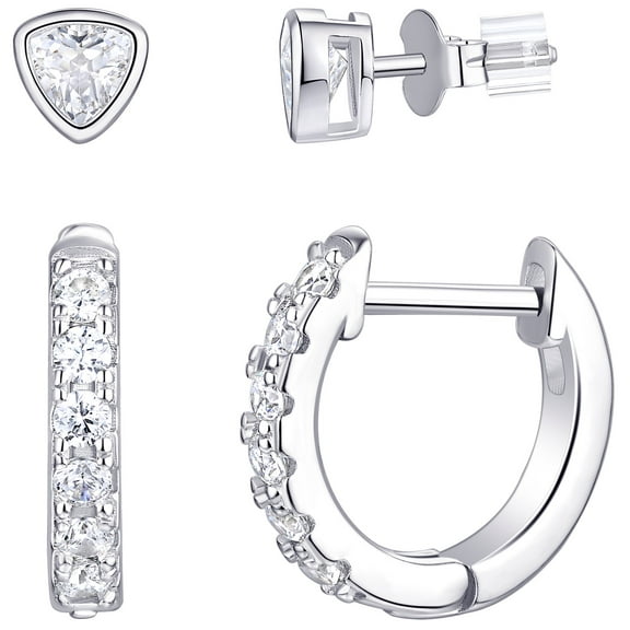 Planet Pure Women's Simulated Diamonds Earring Set in Recycled Sterling Silver