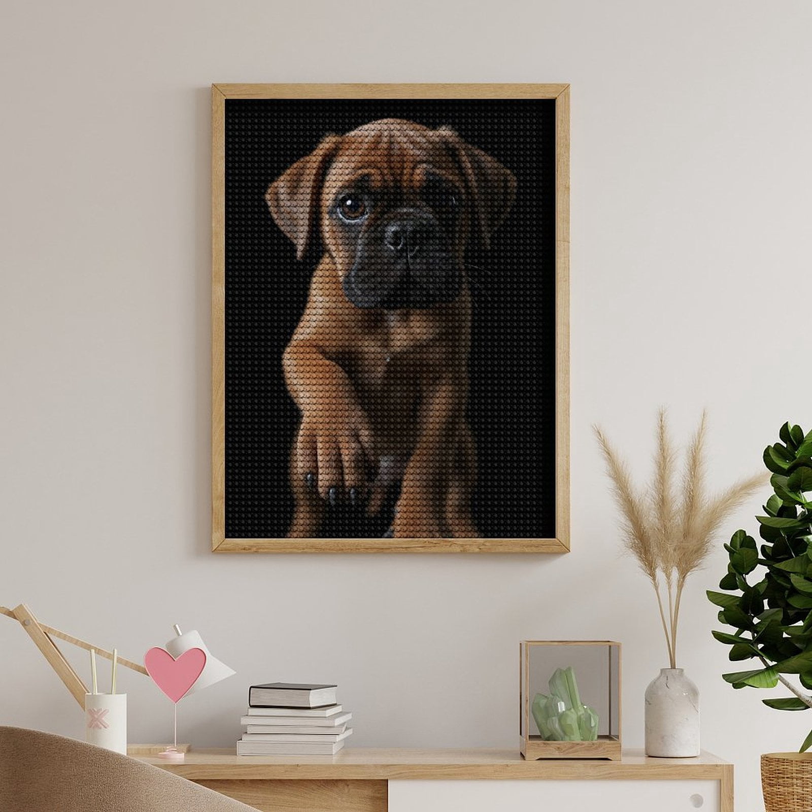 Diamond Art Kits for Adults - Puppy Brown Eyes Paw Portrait 5d Diamond Painting for Adults, Diamond Art for Adults Beginners, Frameless Diamond Painting Kits for Adults for Home Wall Decor