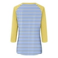 thumbnail image 5 of tklpehg Fall Womens Tops Crew Neck Mid-length Tops Leisure 3/4 Sleeve Tops Striped Printed Fall Clothes Comfortable Going Out Tops Womens Clothes Blouses Pullover Yellow M, 5 of 5