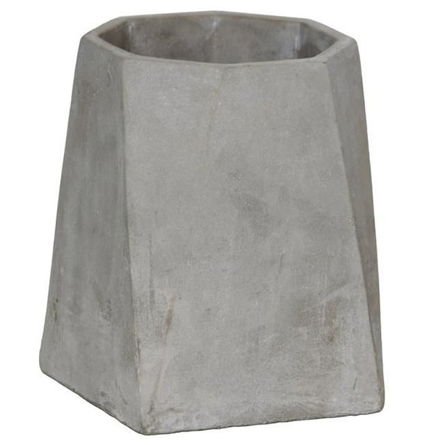 Benjara BM208218 Grand Pot de Fleurs en Ciment avec Base Évasée et Plateau Octogonal - Gris