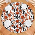 thumbnail image 2 of Orange Basketball Players Pattern Round Fitted Tablecloth with Elastic Edge,Dining Table Cover Waterproof,Outdoor Round Tablecloth for Camping,Dining,Indoor and Outdoor, 2 of 7