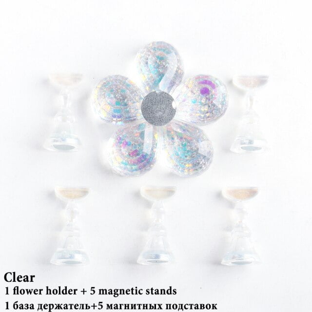 New Flower Magnetic Tips Nail Art Practice Display Stand Rack Chess Board False Nails Holder Polish Showing Shelf Resin Design