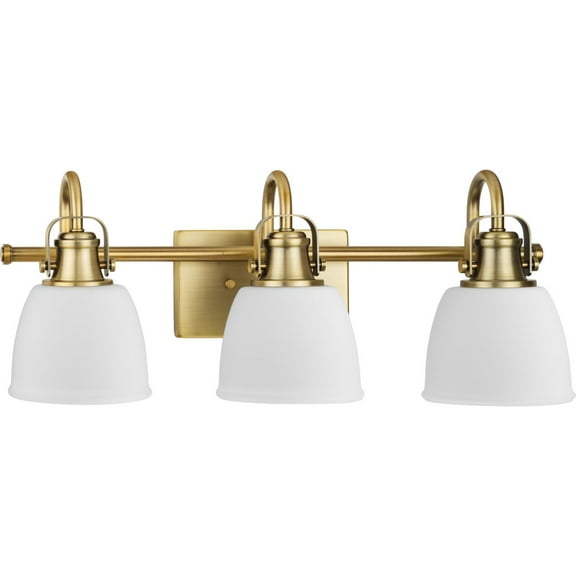 P300428-163-Progress Lighting-Preston - 3 Light Bath Vanity In Farmhouse Style-9 Inches Tall and 7.37 Inches Wide-Vintage Brass Finish