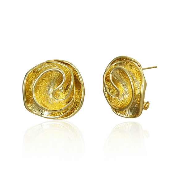 Mytys Women Gold Stud Earrings Two Tone Statement Earring Jewelry Gifts