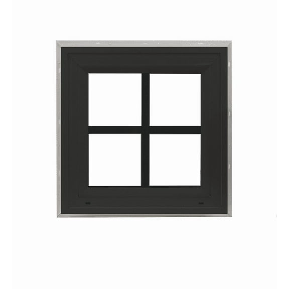 Double Pane Windows 24" x 24" Vinyl Square Window (Black front and White back) with Grids, Argon Filled, Low-E Glass, Florida Approved