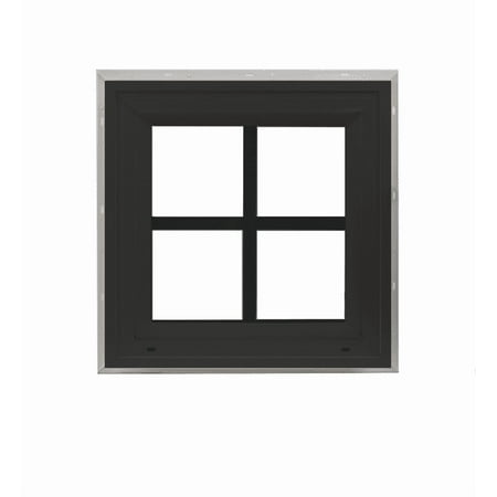 Double Pane Windows 12" x 12" (Black Front and White Back) Vinyl Square Window with Grids, Argon Filled, Low-E Glass, Florida Approved