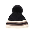 thumbnail image 2 of ZVNAΖH Women Winter Pompom Beanie Hat Striped Printed Warm Hats Thick Slouchy Snow Knit Skull Ski Cap, 2 of 3