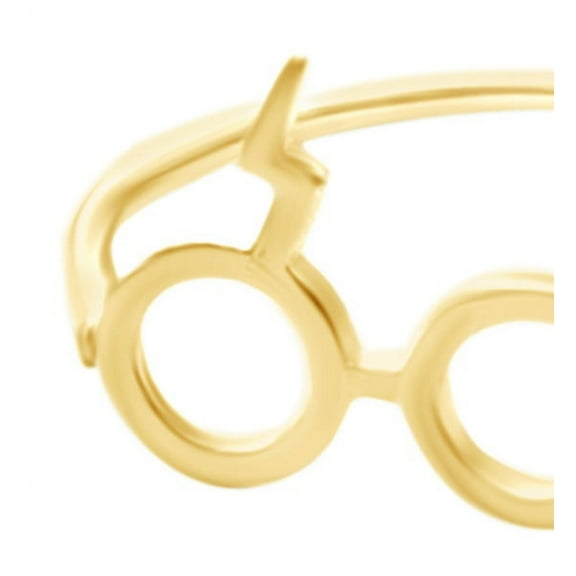 AFFY Harry Potter Lightening Scar Glasses Ring In 14K Yellow Gold Over Sterling Silver
