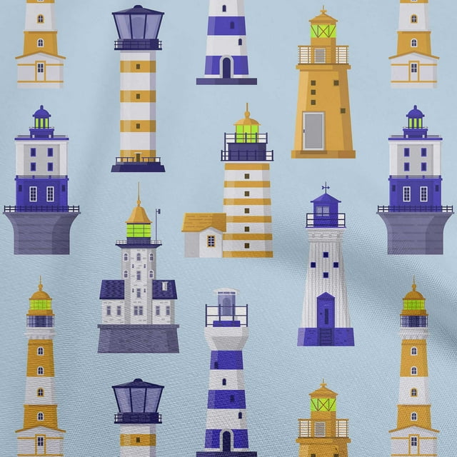 oneOone Velvet Gamboge Yellow Fabric Sea Lighthouse Craft Projects Decor Fabric Printed By The Yard 58 Inch Wide
