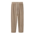 thumbnail image 4 of LODIENY Mens Double Sided Fleece Large Size (S-5XL) Pants Baggy Straight Leg Open Bottom Stretch Drawstring Heavyweight Warm Lounge Sweatpants with Pockets Khaki M, 4 of 8