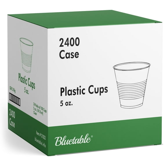 Bluetable 5 oz Disposable Plastic Cups, Bulk 2400 Case Pack, Clear Small Medicine Cup