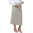 thumbnail image 4 of INSPIRE CHIC Womens Maternity High Waist A Line Flared Swing Flowy Casual Pregnancy Long Skirt XL Brown, 4 of 5