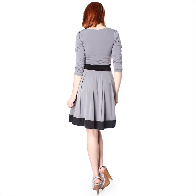 Evanese Women's Casual Two Tone Long Sleeve Knee Length A Line Day Dress -  Walmart.com