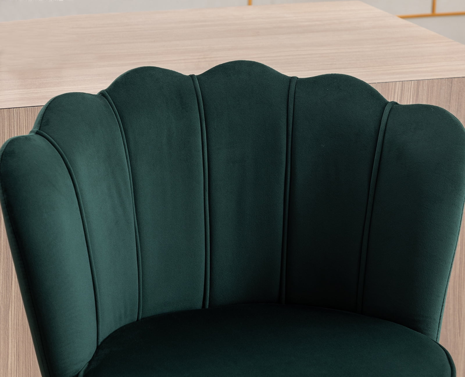 Guyou Swivel Adjustable Bar Stools Set of 2, Velvet Counter Height Barstools with Petal Back and Gold Footrest, Modern Counter Bar Height Stool Chairs for Kitchen Island Bar Cafe, Dark Green