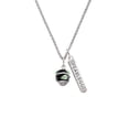 thumbnail image 2 of Delight Jewelry Silvertone Lime Leaves on Black Band Spinner Silvertone Fearless Bar Charm Necklace, 23", 2 of 4