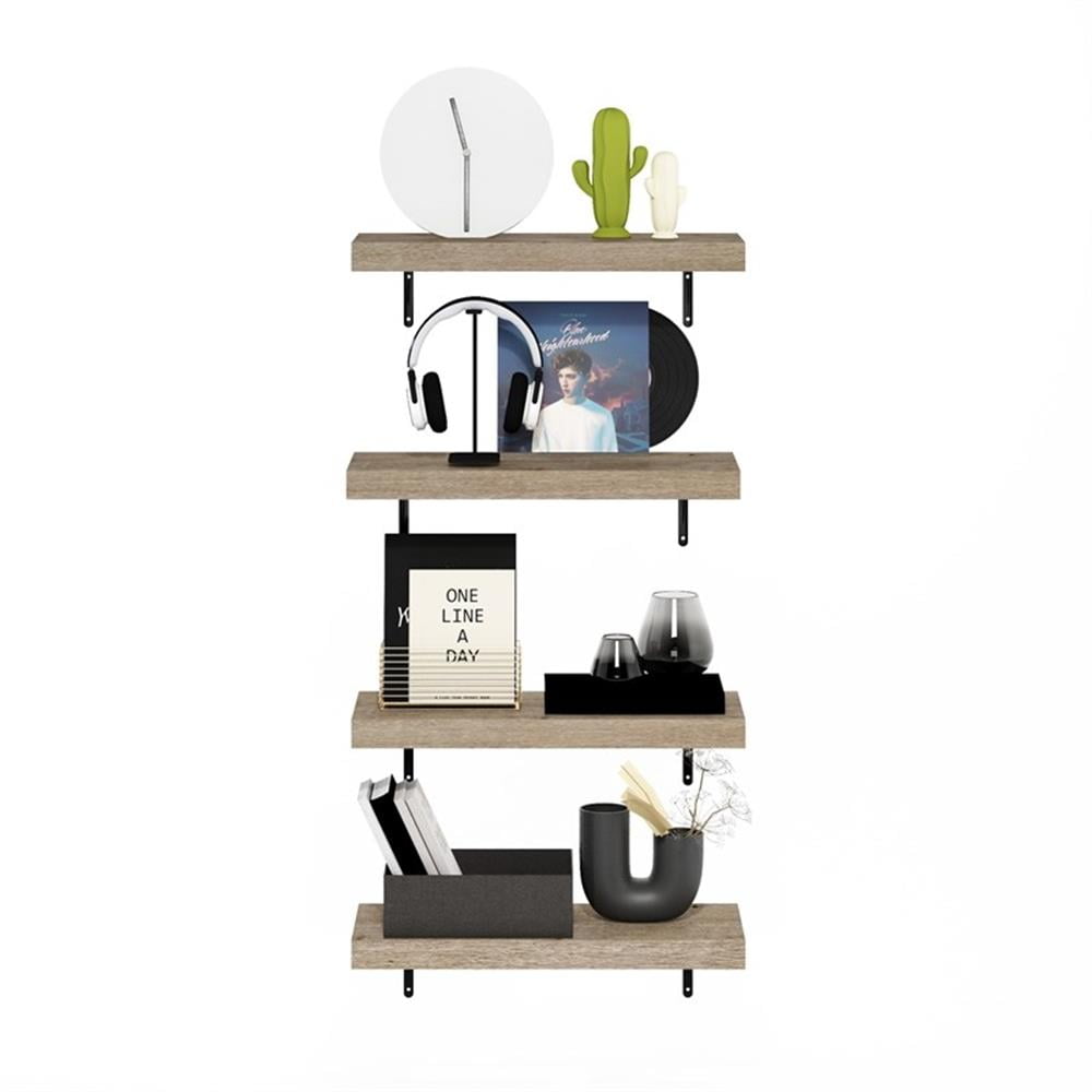 Pemberly Row 22-Inch Wall Mounted Floating Display Shelves in Natural Set of 4