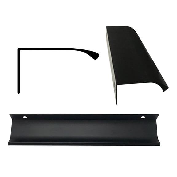 Cabinet Handles 3.15 Inch Finger Edge Pulls for Cabinets and Drawers, Finger Pulls with 2.52 Inch Hole Center, Matte Black Cabinet Hardware for Kitchen Bathroom