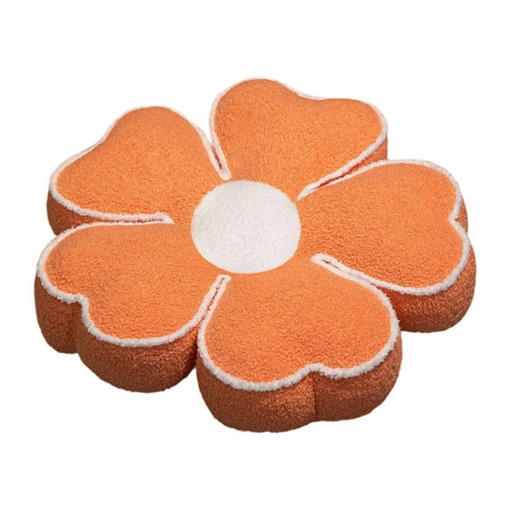 Flower Shaped Pillow Daisy Pillows Floor Cushion Pastel Cute Seat Cushions Aesthetic Classroom Dorm Decorative Fun Throw Pillow for Bed,Couch(Orange,15.7")