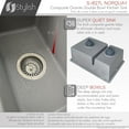 thumbnail image 6 of Stylish Dual Mount 27" Gray Composite Granite 60/40 Double-Bowl Kitchen Sink with 2 Accessories S-827L, 6 of 15